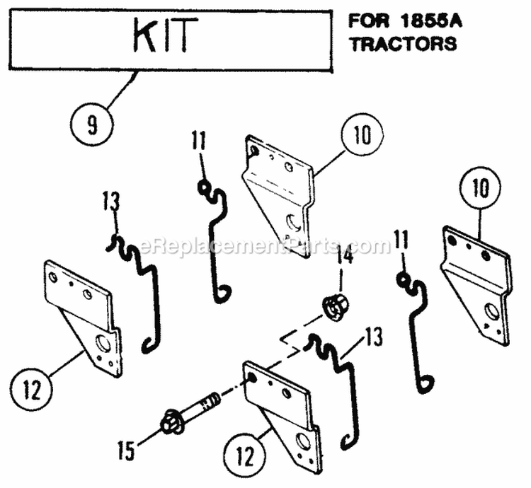 Mid-Mount Implement Bracket Kit - 1855A Series Tractors Diagram and Parts List for 7060370  Snapper Lawn Tractor Accessories