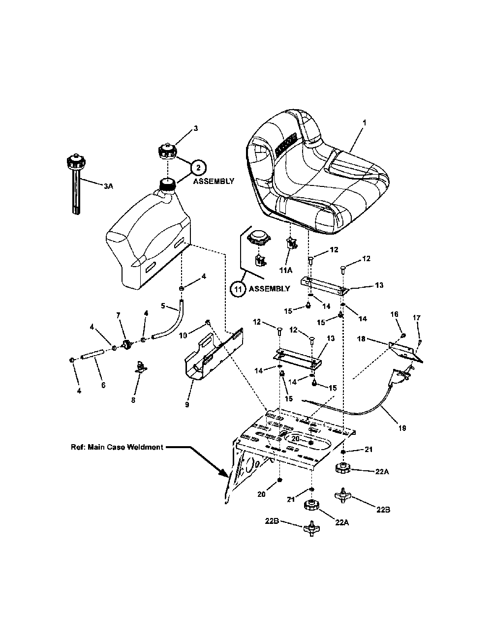 Fuel tank/seat Diagram and Parts List for 301223BVE  Snapper Lawn Mower