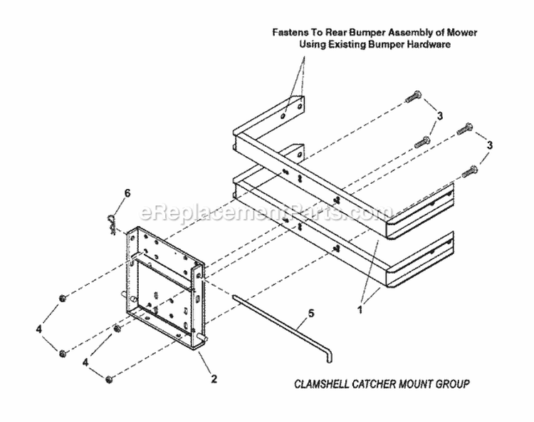 Snapper Z-Vac Clamshell Catcher Mount Group Diagram and Parts List for 7600005  Snapper Lawn Tractor Accessories