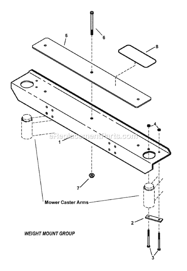 Snapper Z-Vac Weight Mount Group Diagram and Parts List for 7600005  Snapper Lawn Tractor Accessories