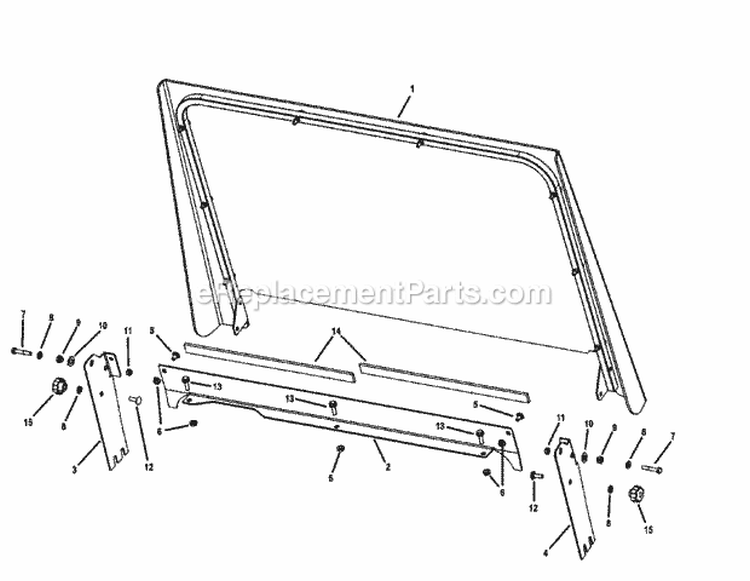 Windshield Kit Series 1 Diagram and Parts List for 7600014  Snapper Lawn Tractor Accessories