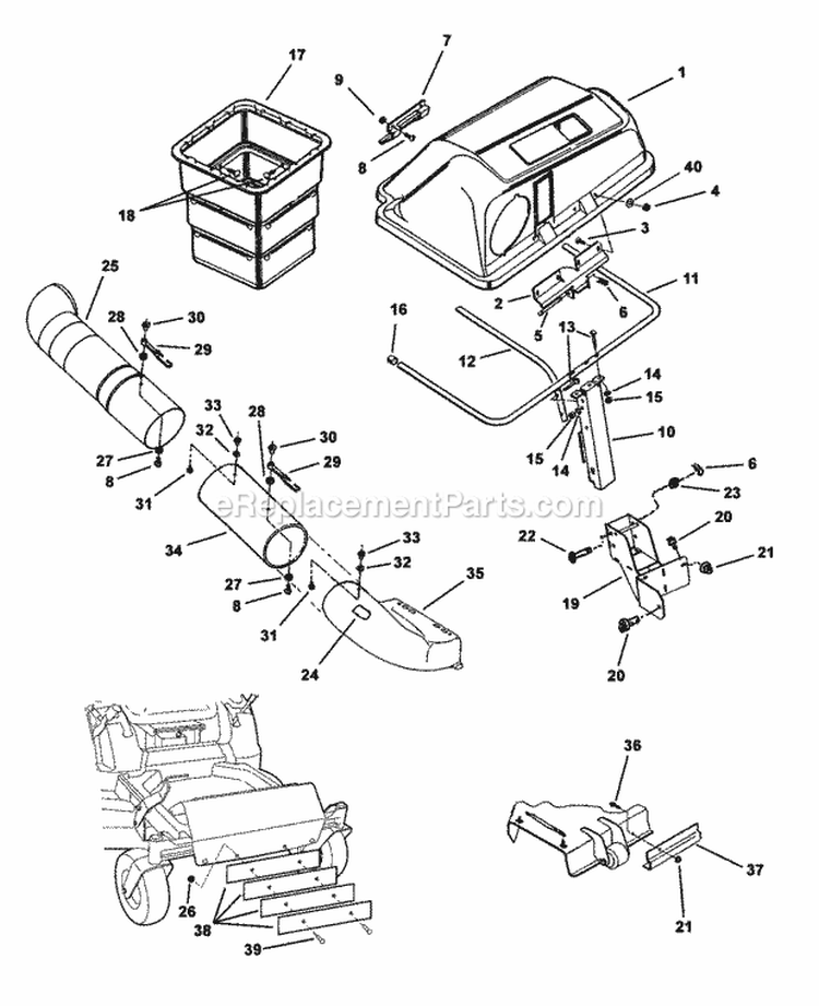 Catcher Components 42 Rzt Diagram and Parts List for 7600024  Snapper Lawn Tractor Accessories