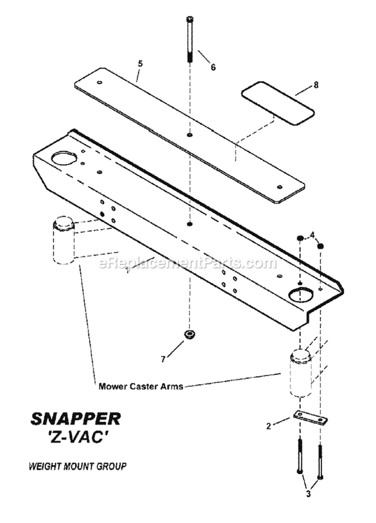 Weight Mount Group Diagram and Parts List for 7600026  Snapper Lawn Tractor Accessories