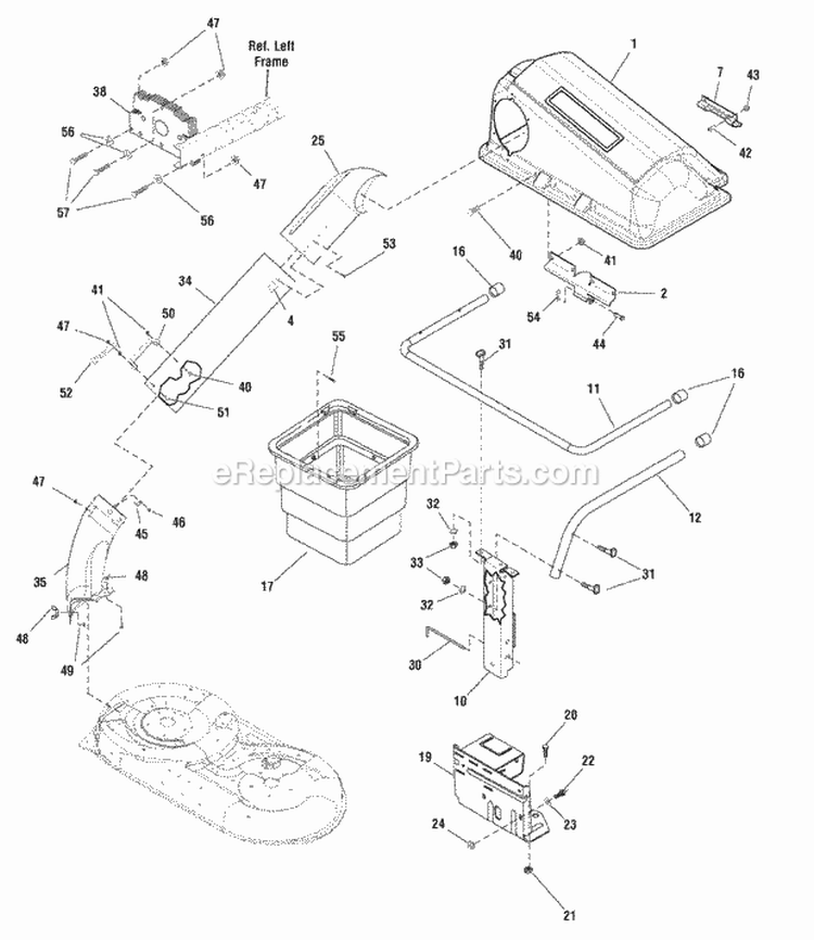 Catcher Group Diagram and Parts List for 7600082  Snapper Lawn Tractor Accessories