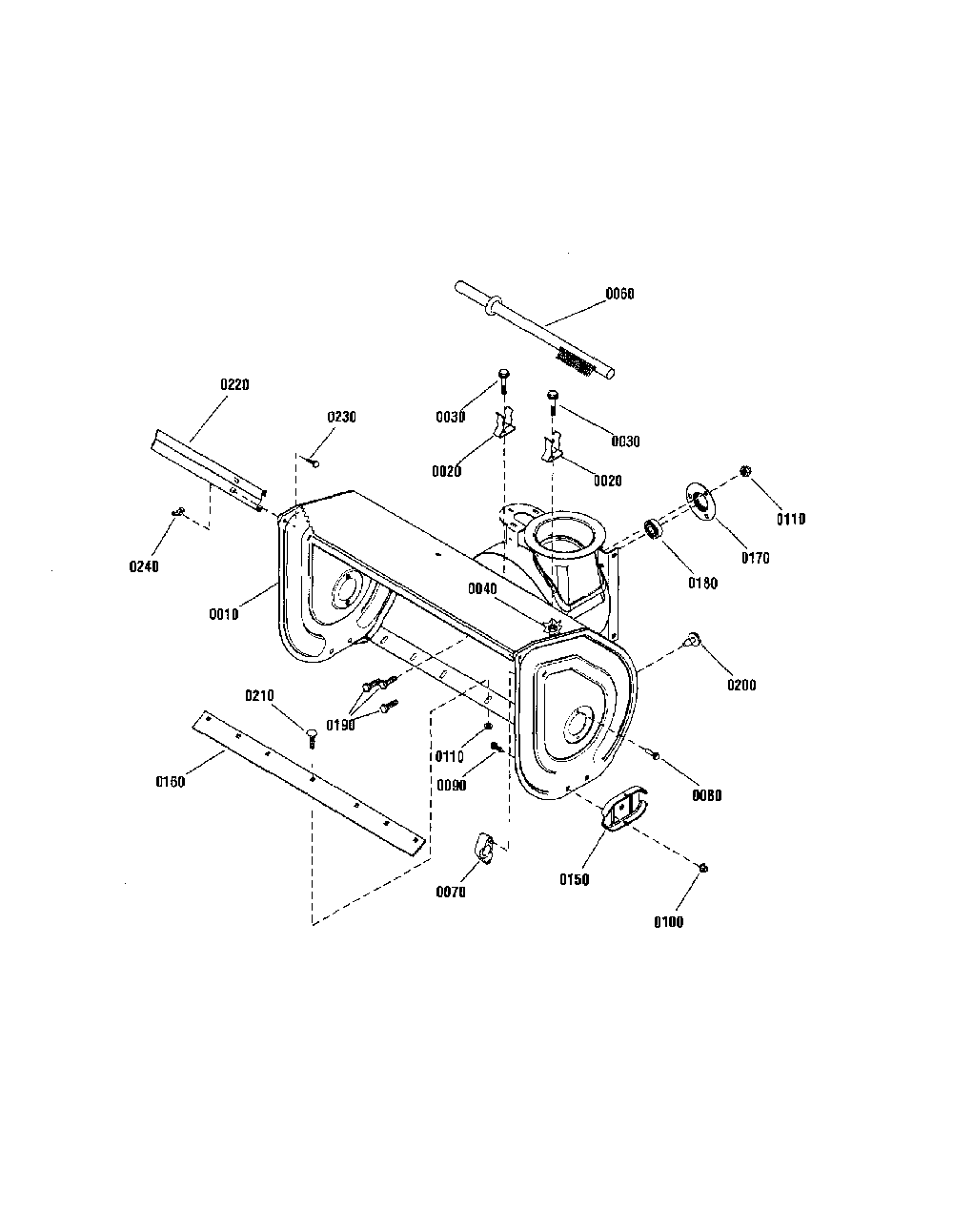Auger housing Diagram and Parts List for 130887650  Snapper Snow Blower