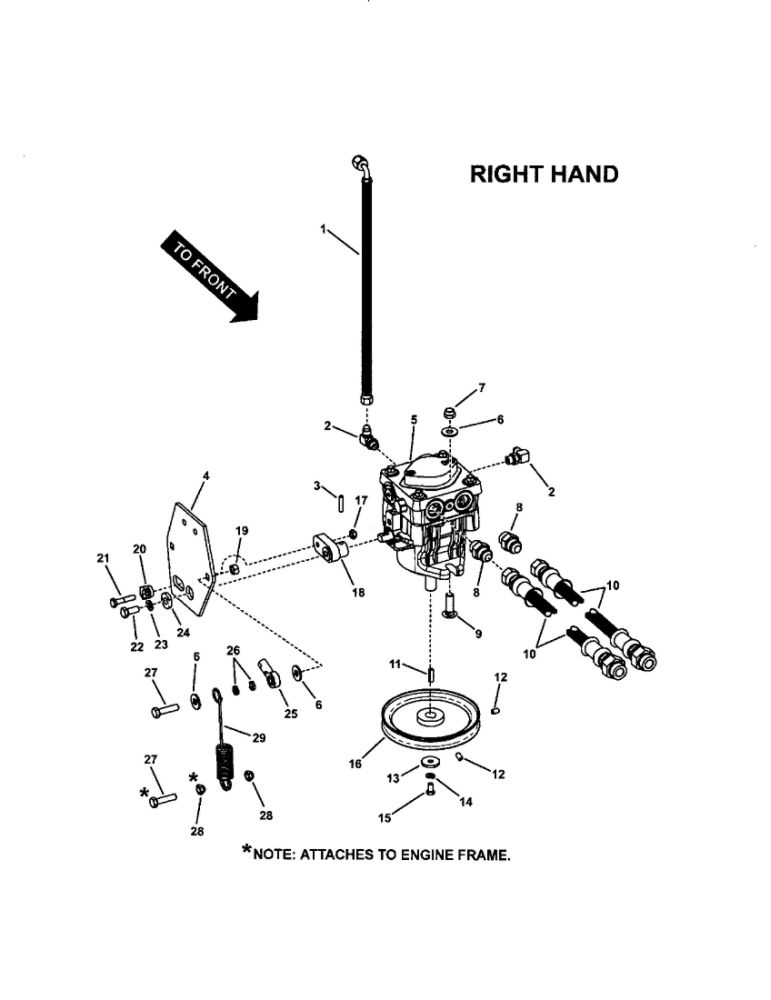 Rh Pump Diagram and Parts List for SPA521 SERIES 3 Snapper Lawn Mower