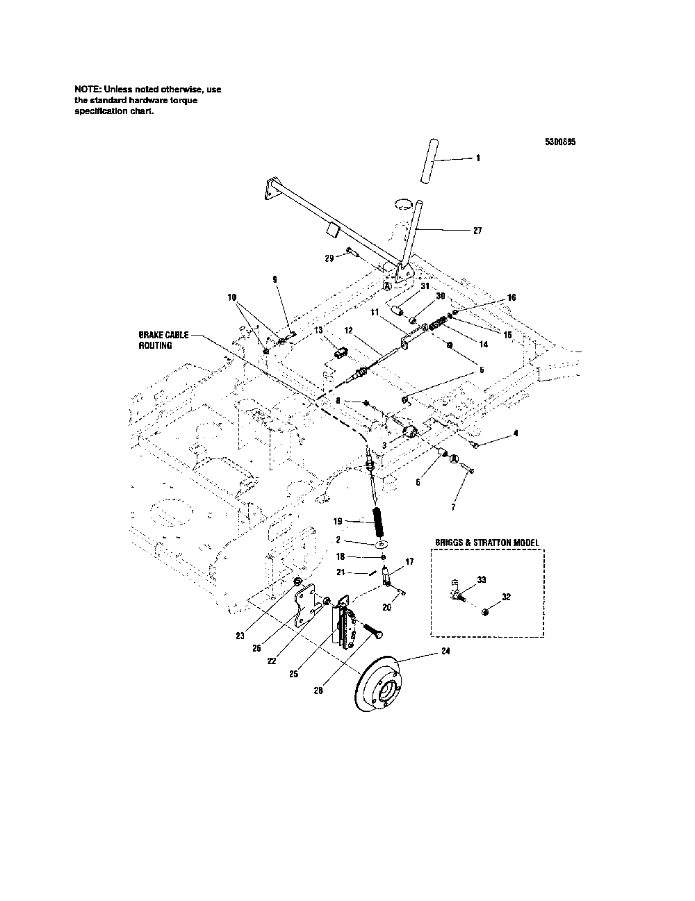 Parking brake Diagram and Parts List for 5900693  Snapper Lawn Mower