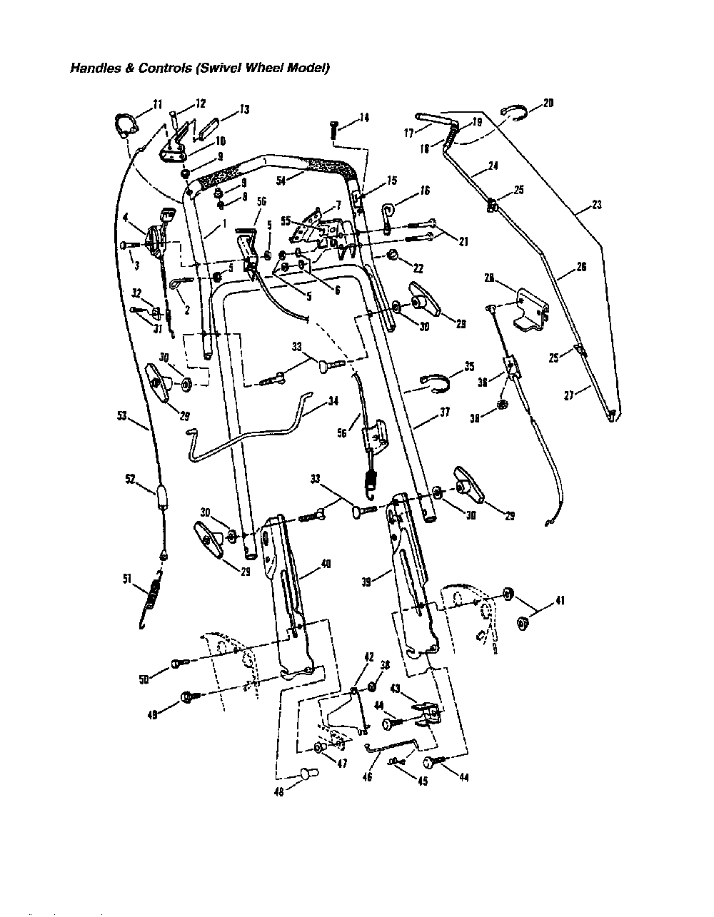 Handles/controls Diagram and Parts List for 82431  Snapper Lawn Mower