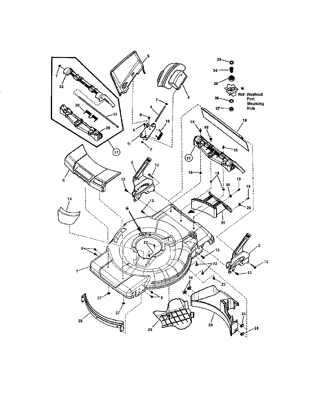 Mower deck Diagram and Parts List for 13037130  Snapper Lawn Mower