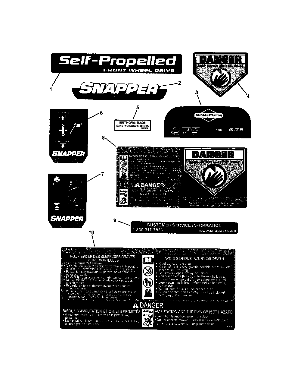 Decals (22") Diagram and Parts List for 130371210  Snapper Lawn Mower