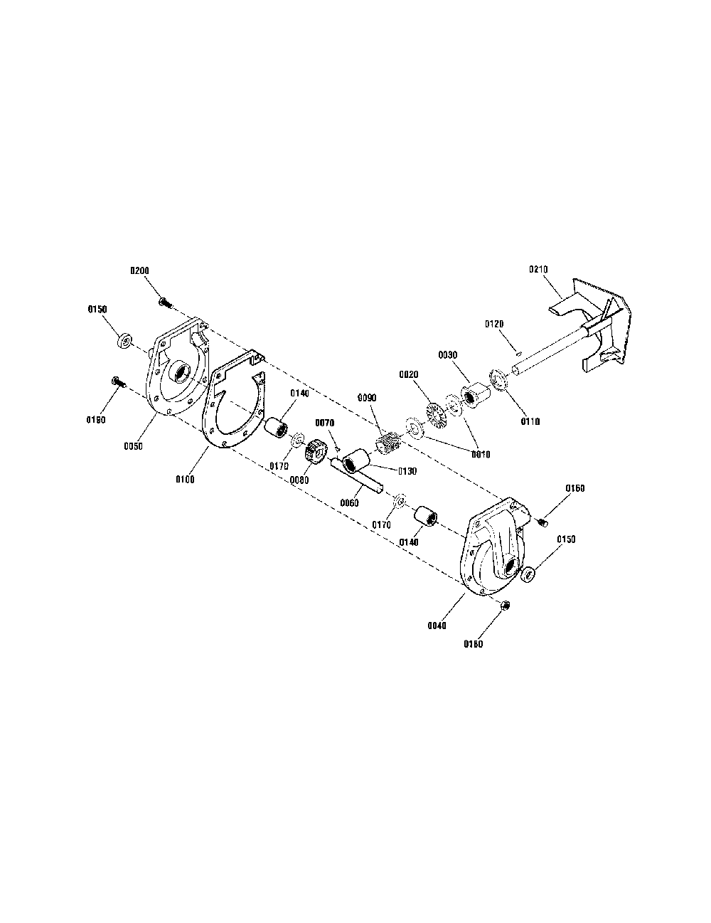 Gear case Diagram and Parts List for 1301695964  Snapper Snow Blower