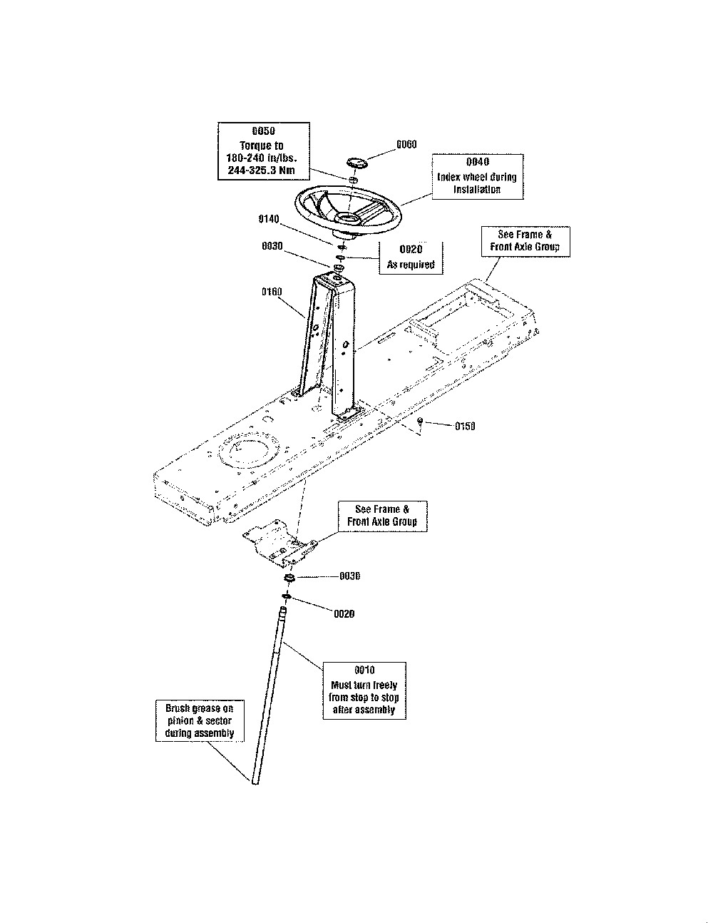 Steering Diagram and Parts List for 280120  Snapper Lawn Tractor