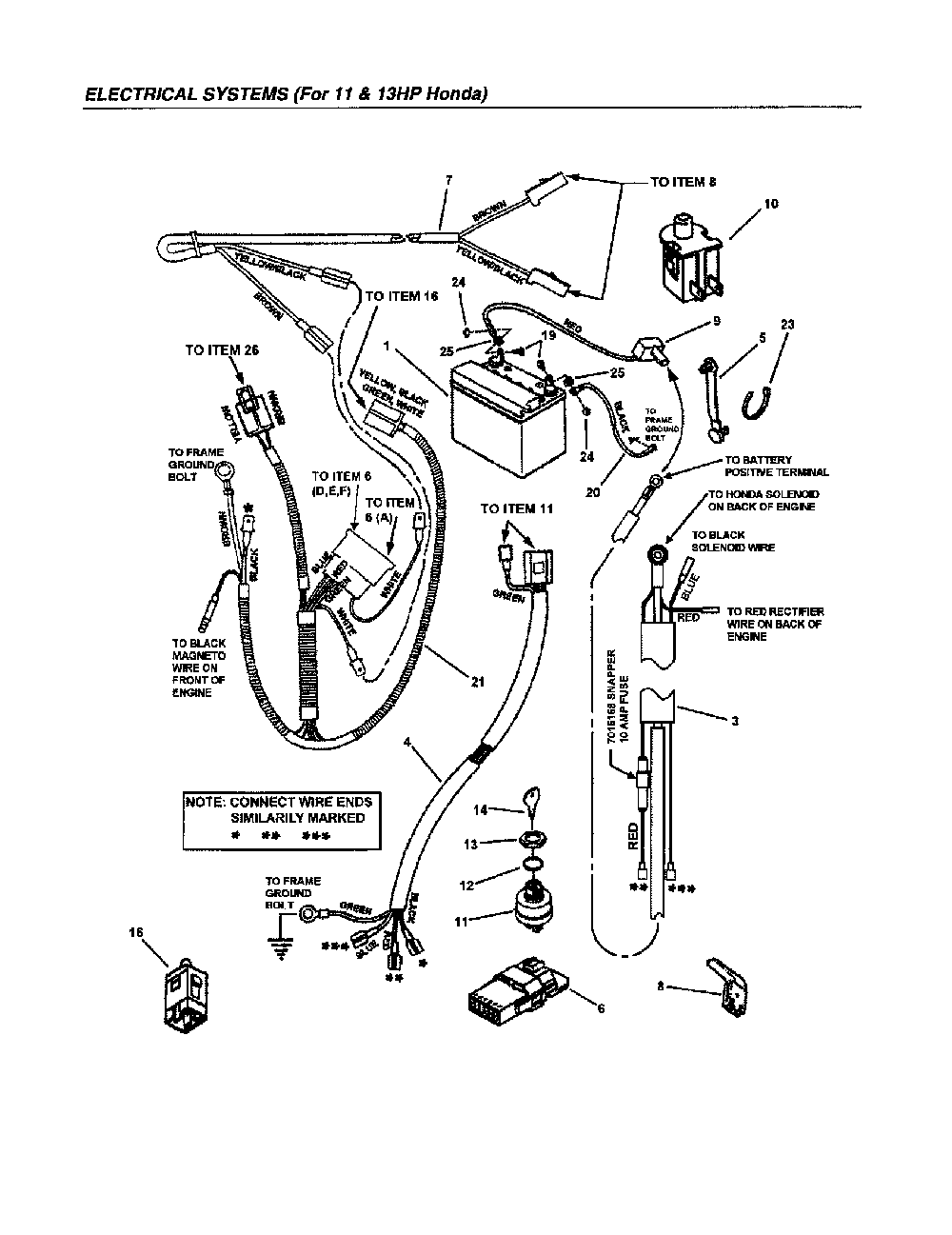 Electrical systems Diagram and Parts List for 85624  Snapper Lawn Mower