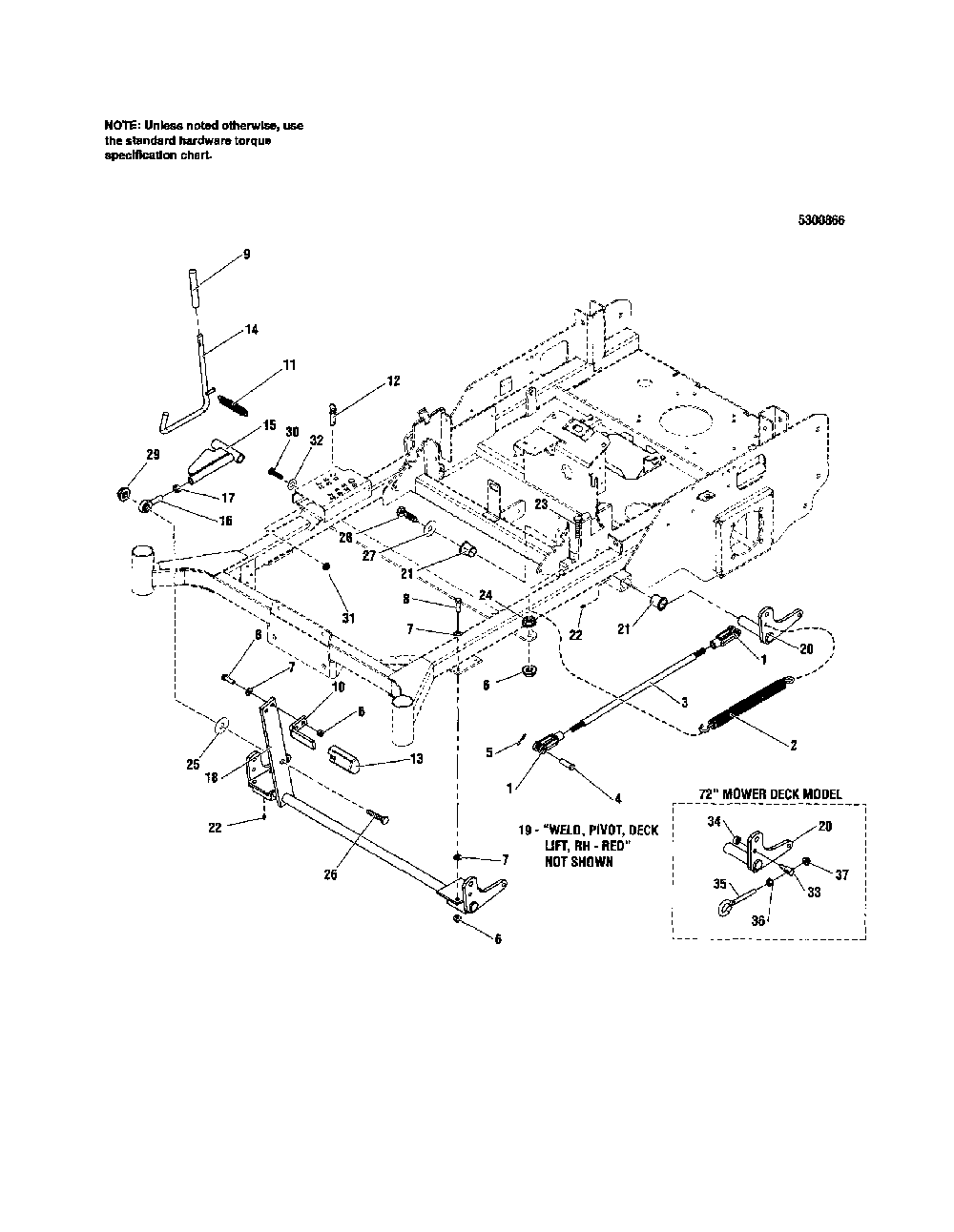 Deck lift Diagram and Parts List for 5900693  Snapper Lawn Mower