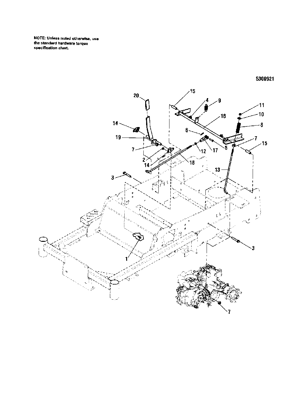 Parking brake Diagram and Parts List for 5900743  Snapper Lawn Mower
