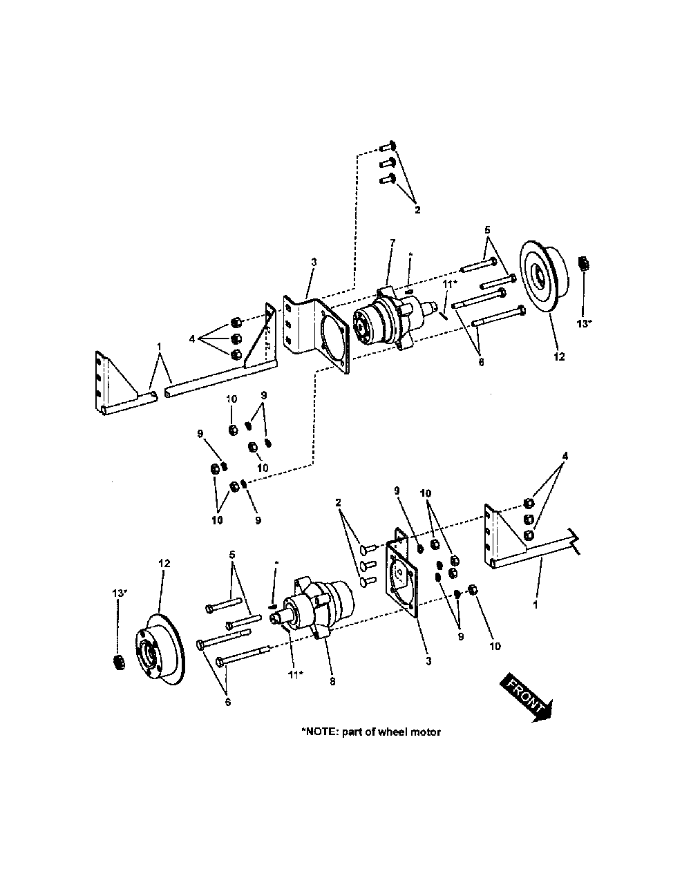 Wheel motor Diagram and Parts List for NZMX30614KH  Snapper Lawn Mower