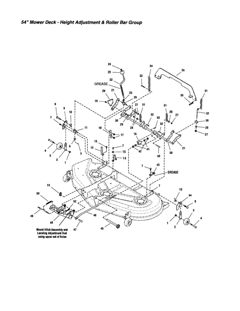 Height Adjustment/Roller Bar Diagram and Parts List for GT23540 1694621 Snapper Lawn Tractor