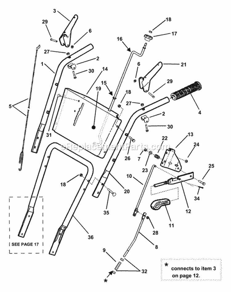 Handles Controls (Part 1) Diagram and Parts List for 8246  Snapper Snow Blower