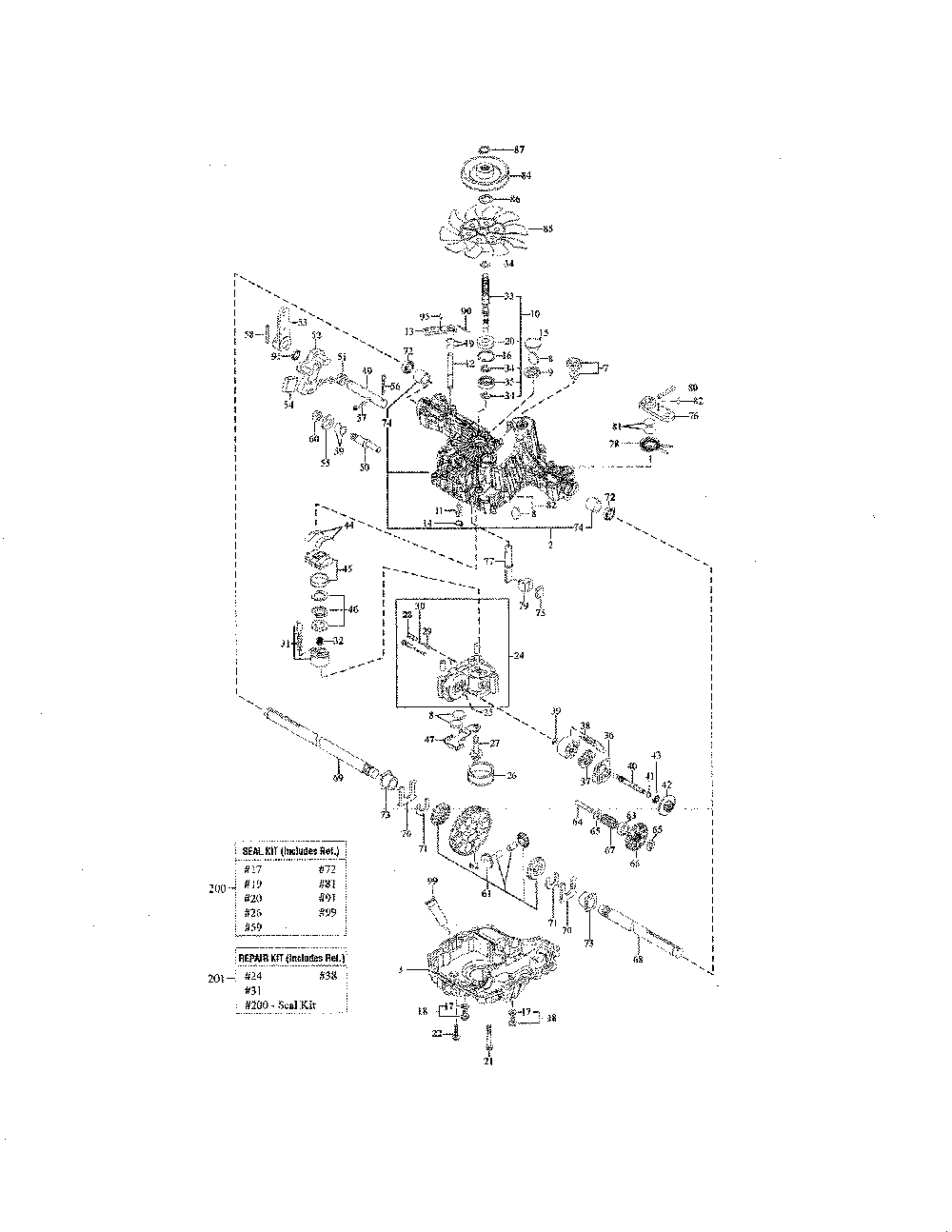 Transmission-tuff torq k46bp Diagram and Parts List for 280120  Snapper Lawn Tractor