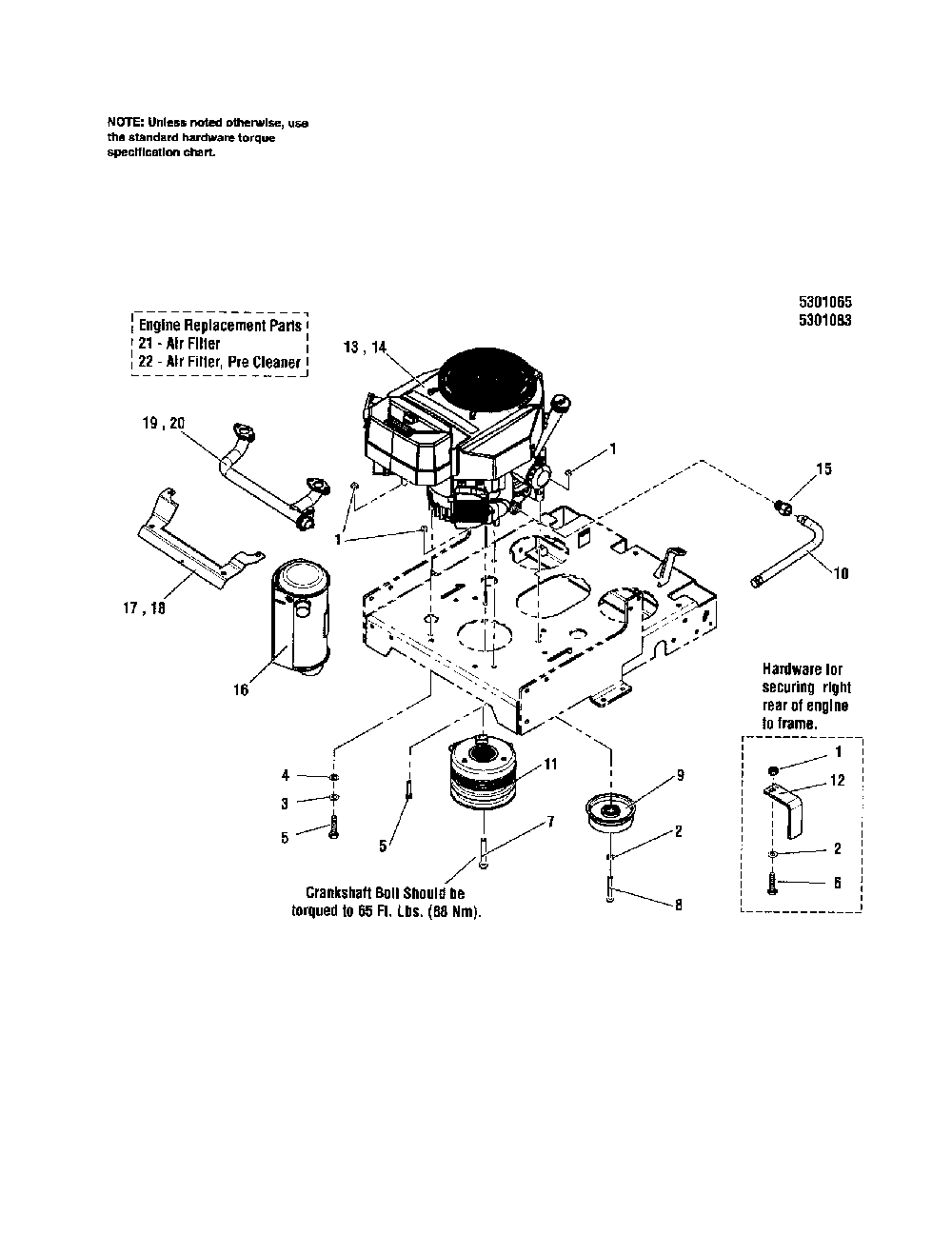 Engine/pto - 13 /17 hp kawasaki Diagram and Parts List for 5900702  Snapper Lawn Mower