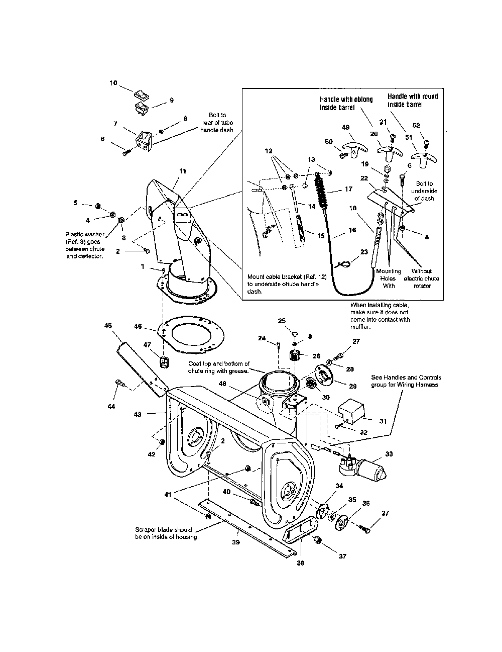 Auger housing/chute-38" Diagram and Parts List for 9560E  Snapper Snow Blower