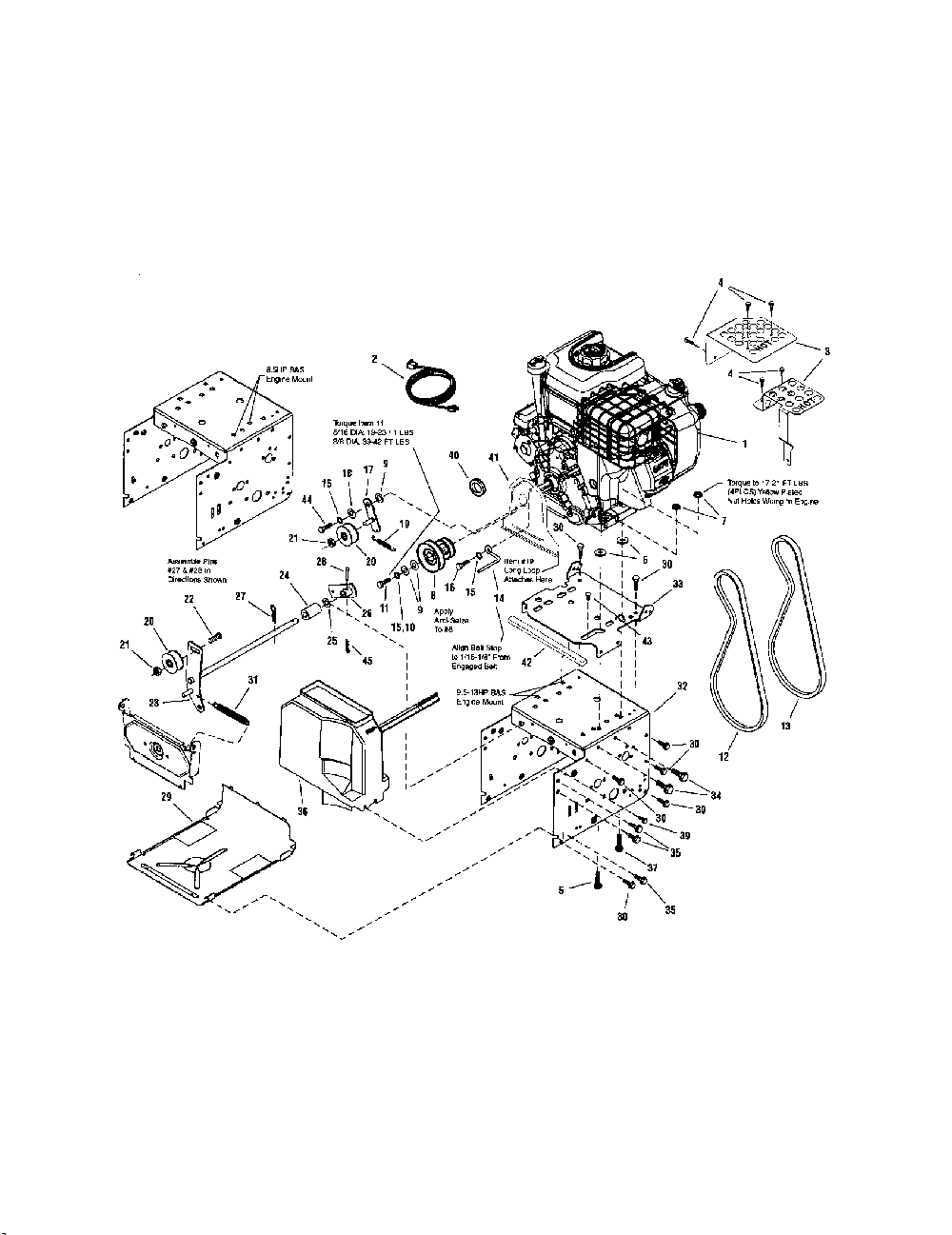 Engine/frame Diagram and Parts List for 130887260  Snapper Snow Blower