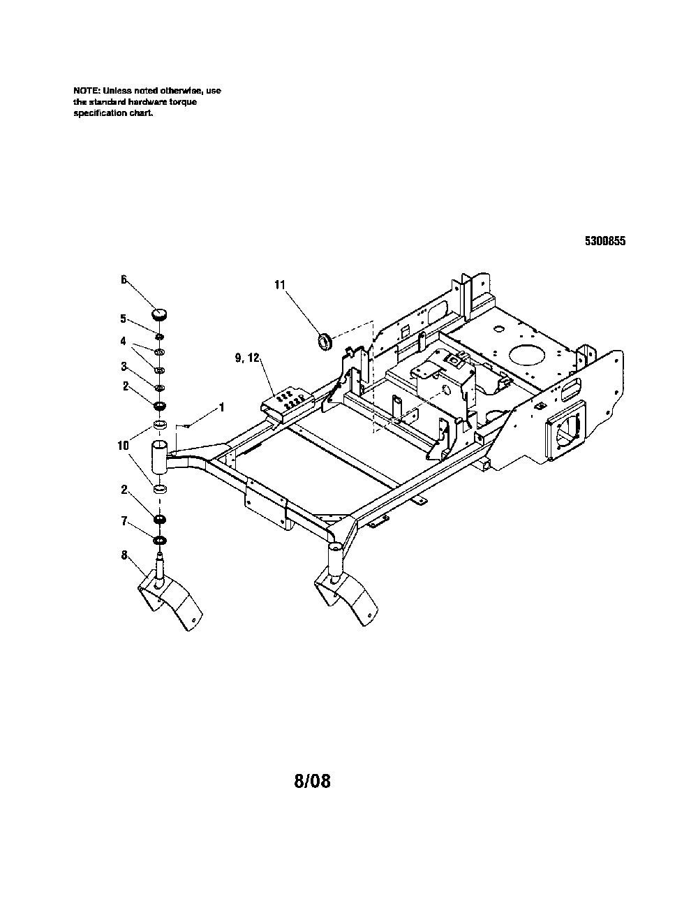 Main frame Diagram and Parts List for 5900693  Snapper Lawn Mower
