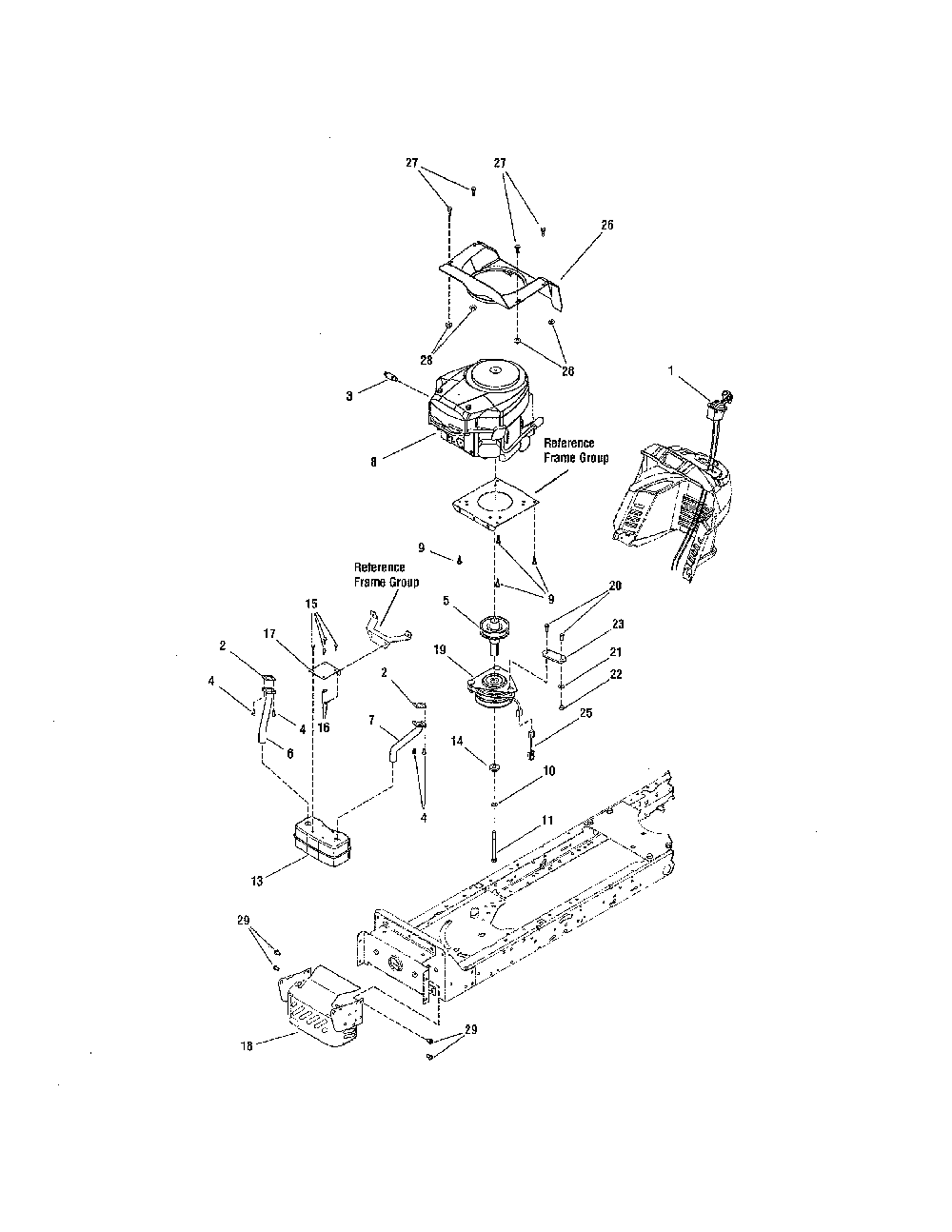 Engine-23hp briggs & stratton Diagram and Parts List for 28838  Snapper Lawn Tractor