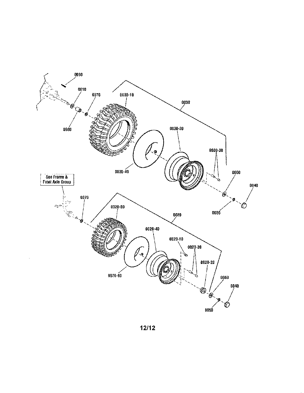 Wheels & tires Diagram and Parts List for 280120  Snapper Lawn Tractor