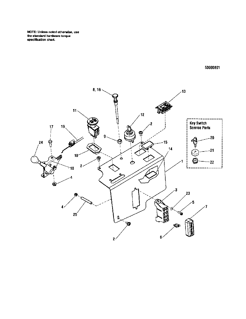 Instrument control panel Diagram and Parts List for 5900665  Snapper Lawn Mower