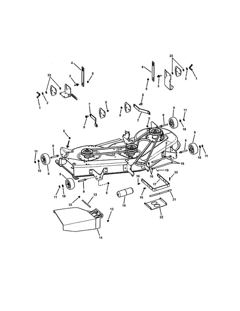 52 Inch Deck Housing Suspension Diagram and Parts List for SLT23460FC 7800318 Snapper Lawn Tractor