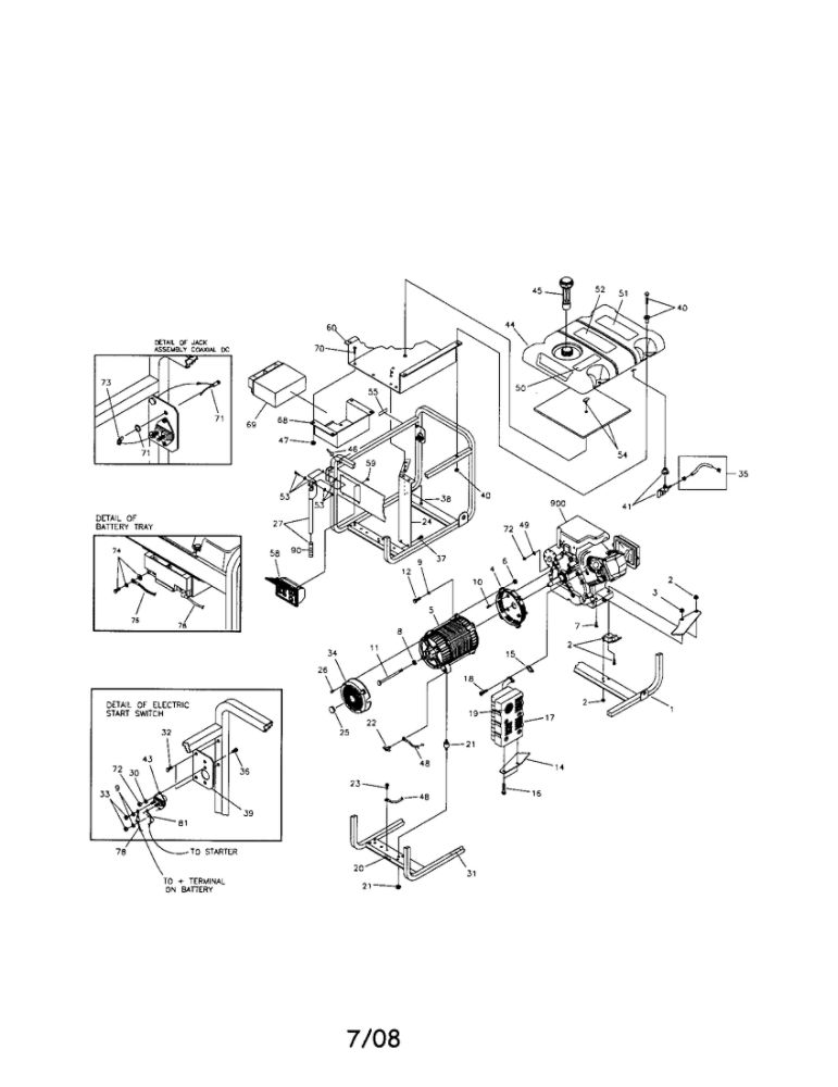 Main Unit Diagram and Parts List for 030216  Snapper Generator