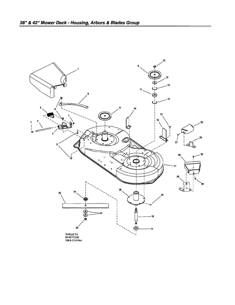 Housing/Arbors/Blades 1 Diagram and Parts List for ELT2044 2690594 Snapper Lawn Tractor