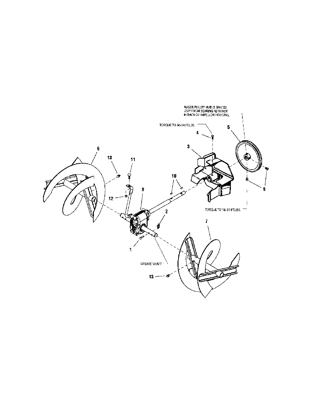 Auger drive - 28" model Diagram and Parts List for 130887260  Snapper Snow Blower