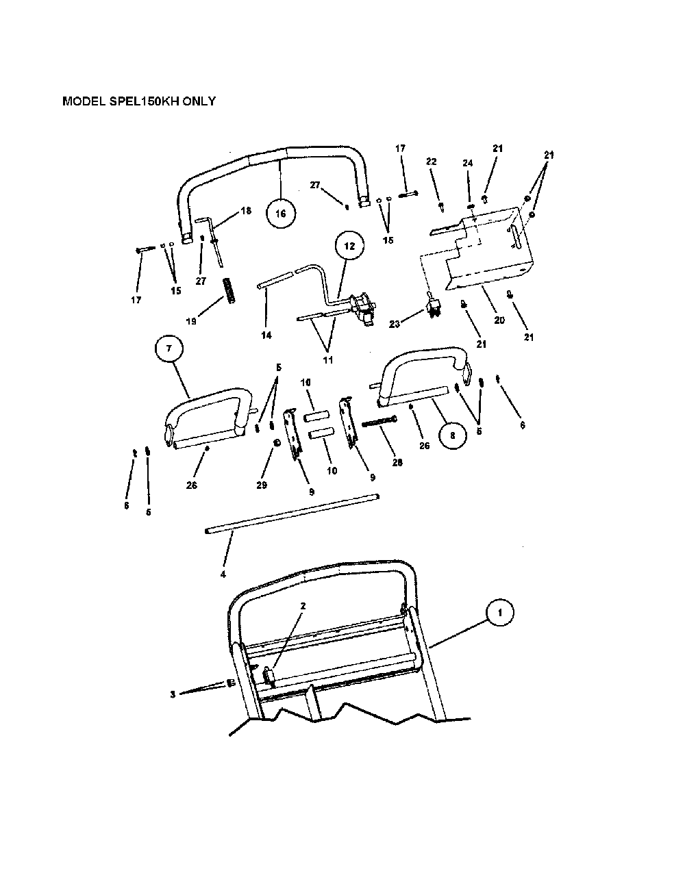 Loop handle/controls (traction) Diagram and Parts List for SPE361  Snapper Lawn Mower