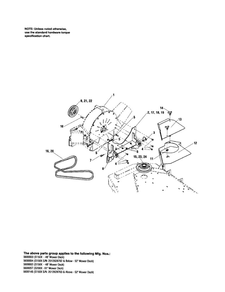 Blower Mount/Drive Diagram and Parts List for 5600004  Snapper Lawn Tractor Accessories