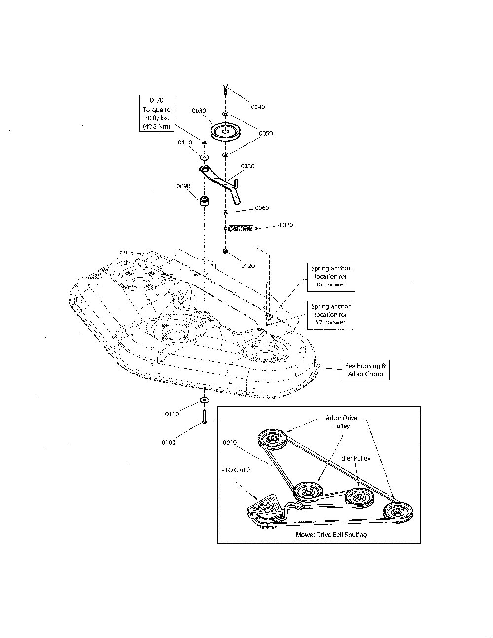 46"/52" deck-clutch Diagram and Parts List for 280120  Snapper Lawn Tractor