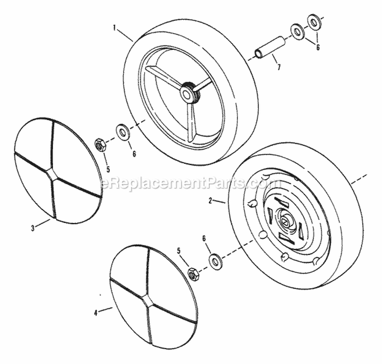 Rear Wheels Diagram and Parts List for AP21507B  Snapper Lawn Mower