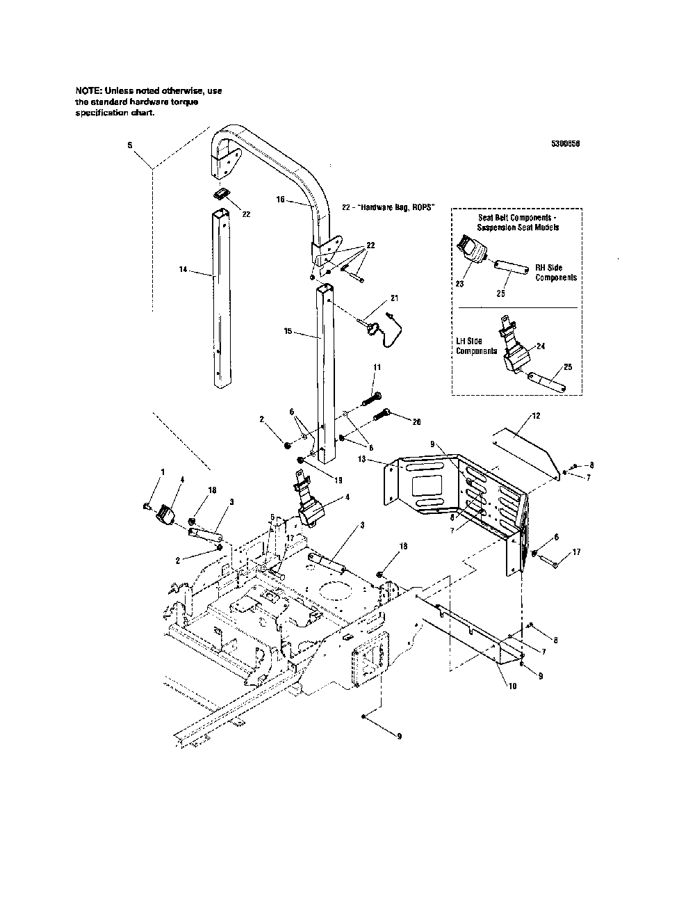 Rear bumper/rops Diagram and Parts List for 5900693  Snapper Lawn Mower