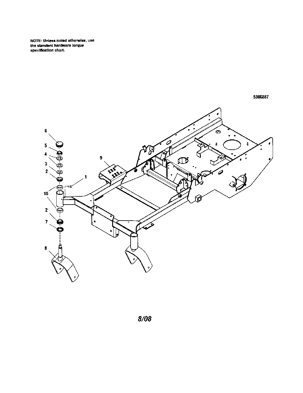 Main frame Diagram and Parts List for 5900665  Snapper Lawn Mower