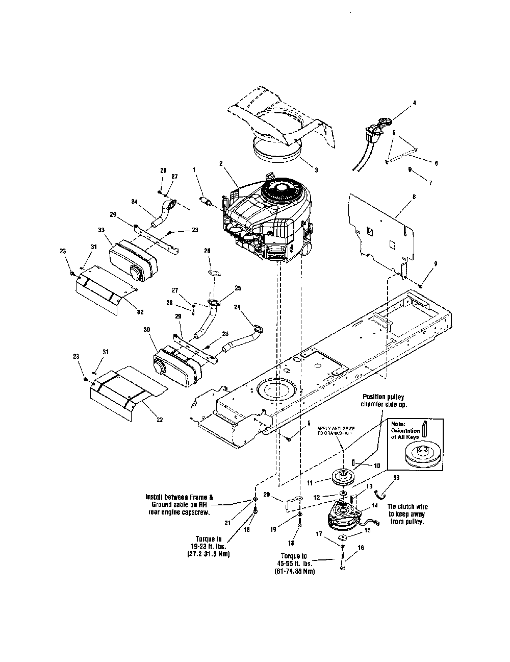 Engine/electric clutch - 44"/50" Diagram and Parts List for LT22500  Snapper Lawn Tractor