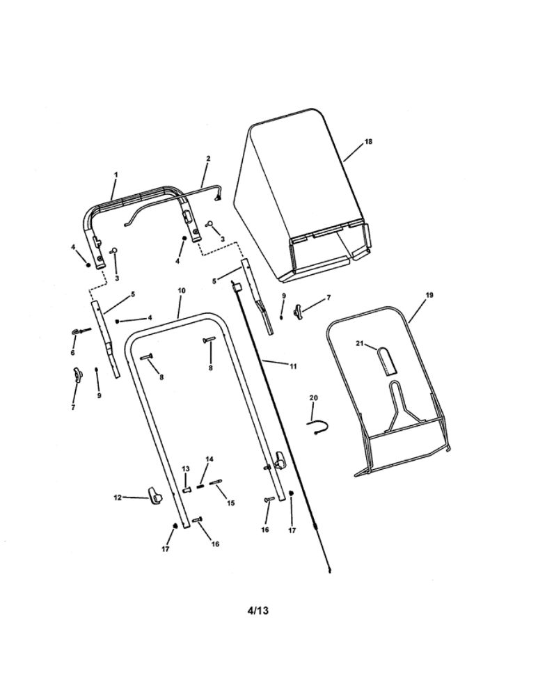 Handles And Controls (Push) Diagram and Parts List for 7800418 NS2265 Snapper Lawn Mower