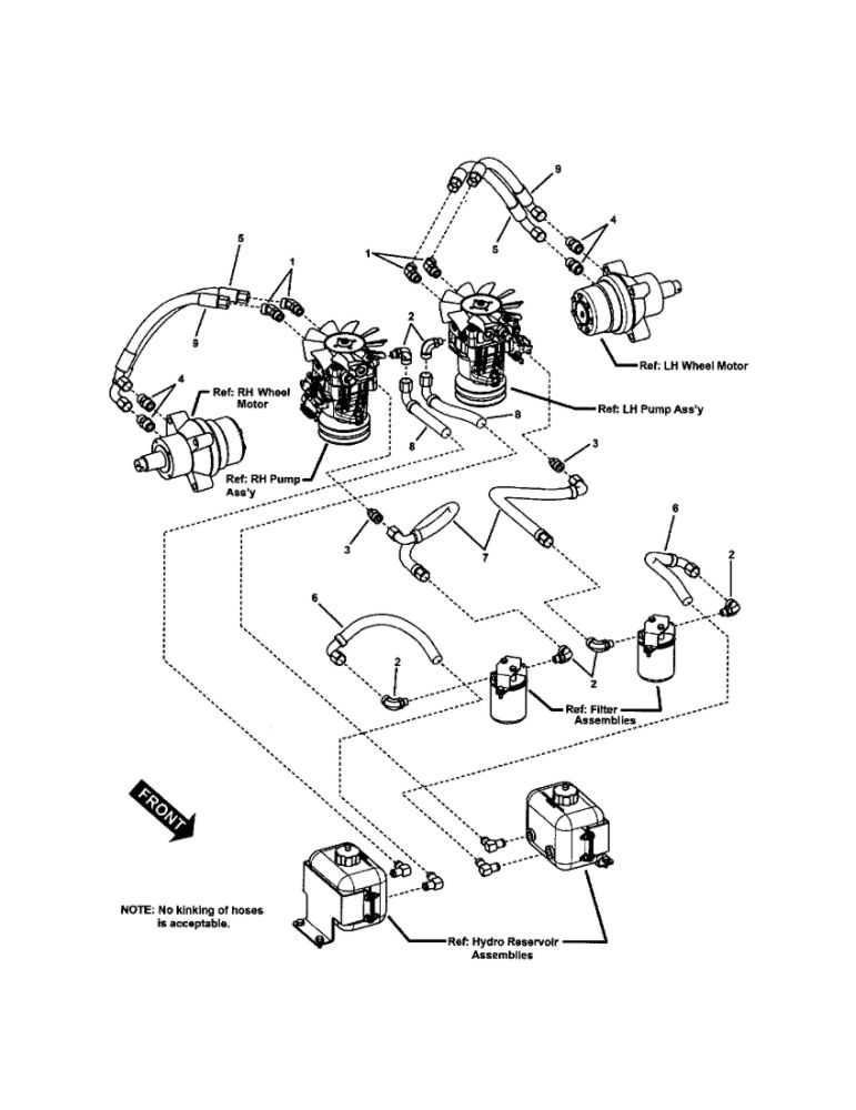 Hose And Connector Diagram and Parts List for NZMX32734BV  Snapper Lawn Mower