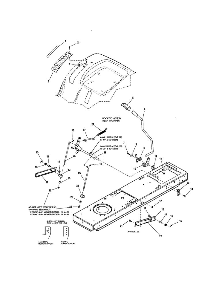 Lift-Manual Diagram and Parts List for LT2044 2690714 Snapper Lawn Tractor