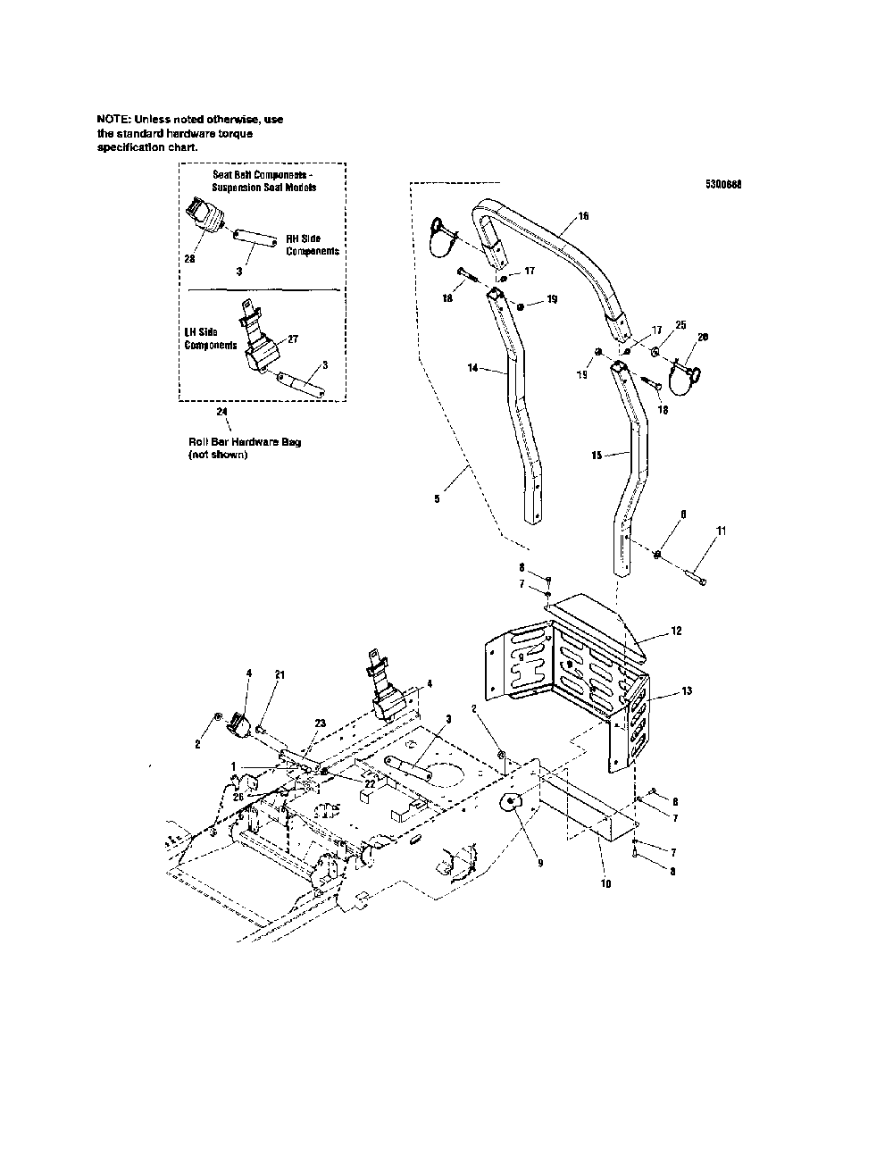 Rear bumper/rops Diagram and Parts List for 5900665  Snapper Lawn Mower