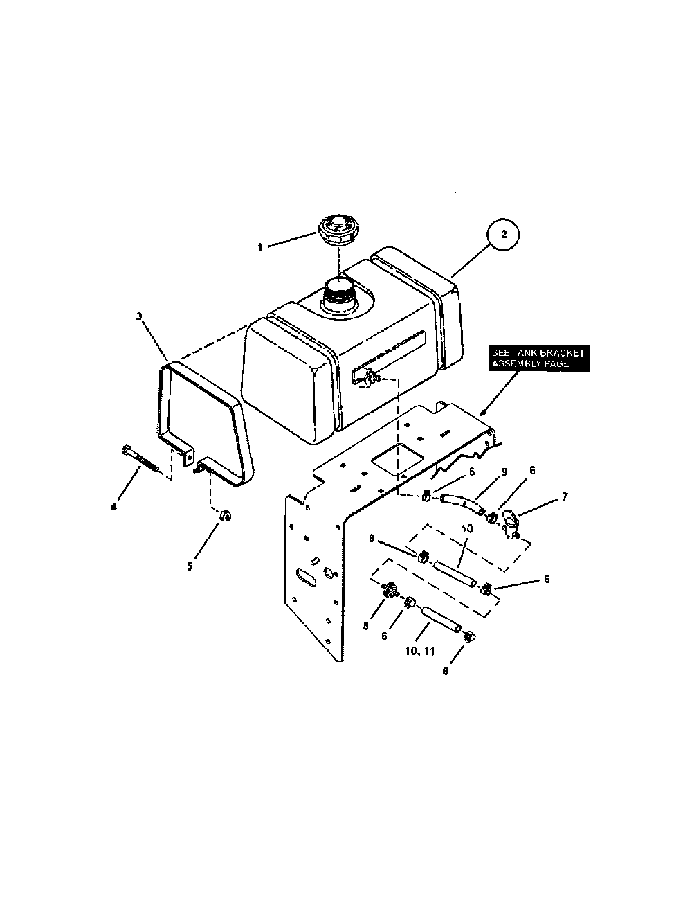 Fuel tank Diagram and Parts List for SPA481 SERIES 3 Snapper Lawn Mower
