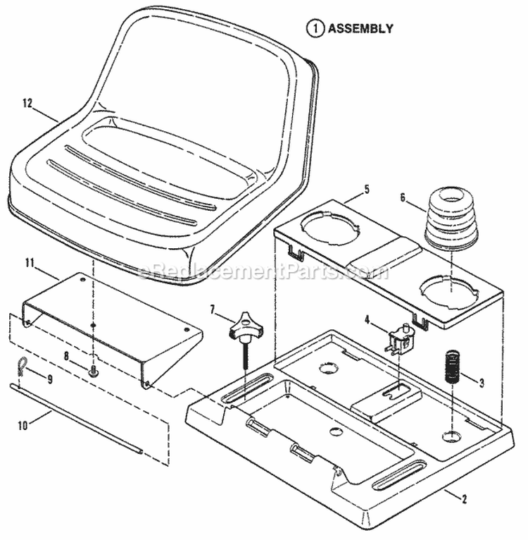 Seat Support Components Diagram and Parts List for BH120G38AB 80479 Snapper Lawn Tractor