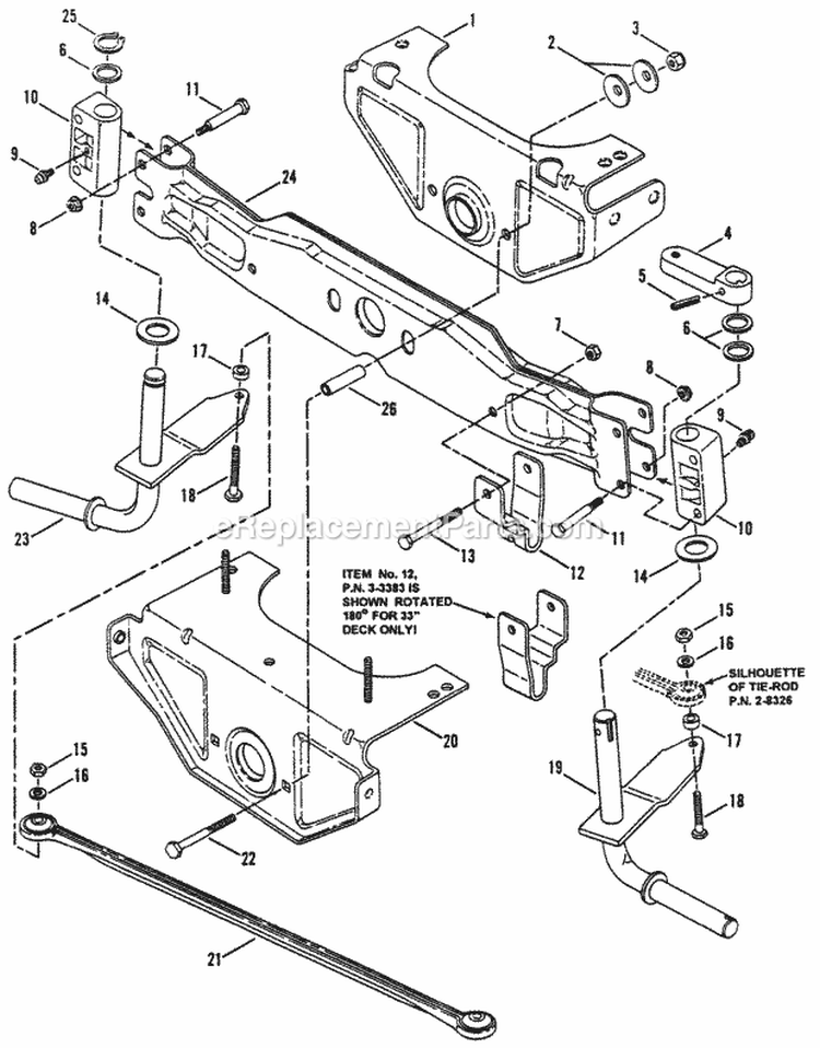 Front Axle Diagram and Parts List for BH140H33BBV 80878 Snapper Lawn Tractor