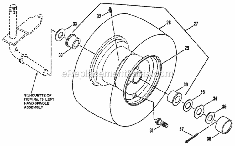 Front Wheel Diagram and Parts List for BH140H33BBV 80878 Snapper Lawn Tractor