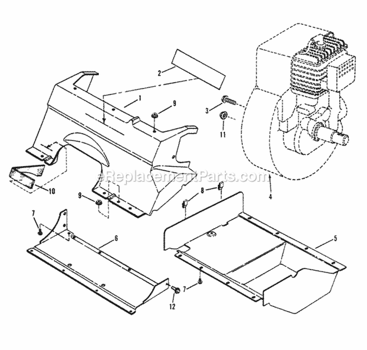 Engines Covers Diagram and Parts List for BH3200  Snapper Snow Blower